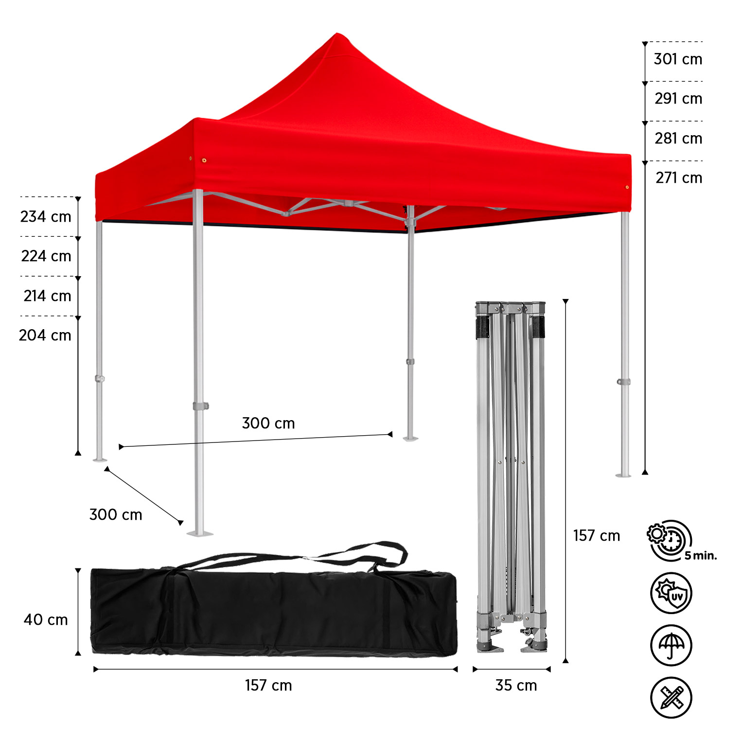 Tenda Pop-Up Alumínio Excellence 3x3 Vermelha