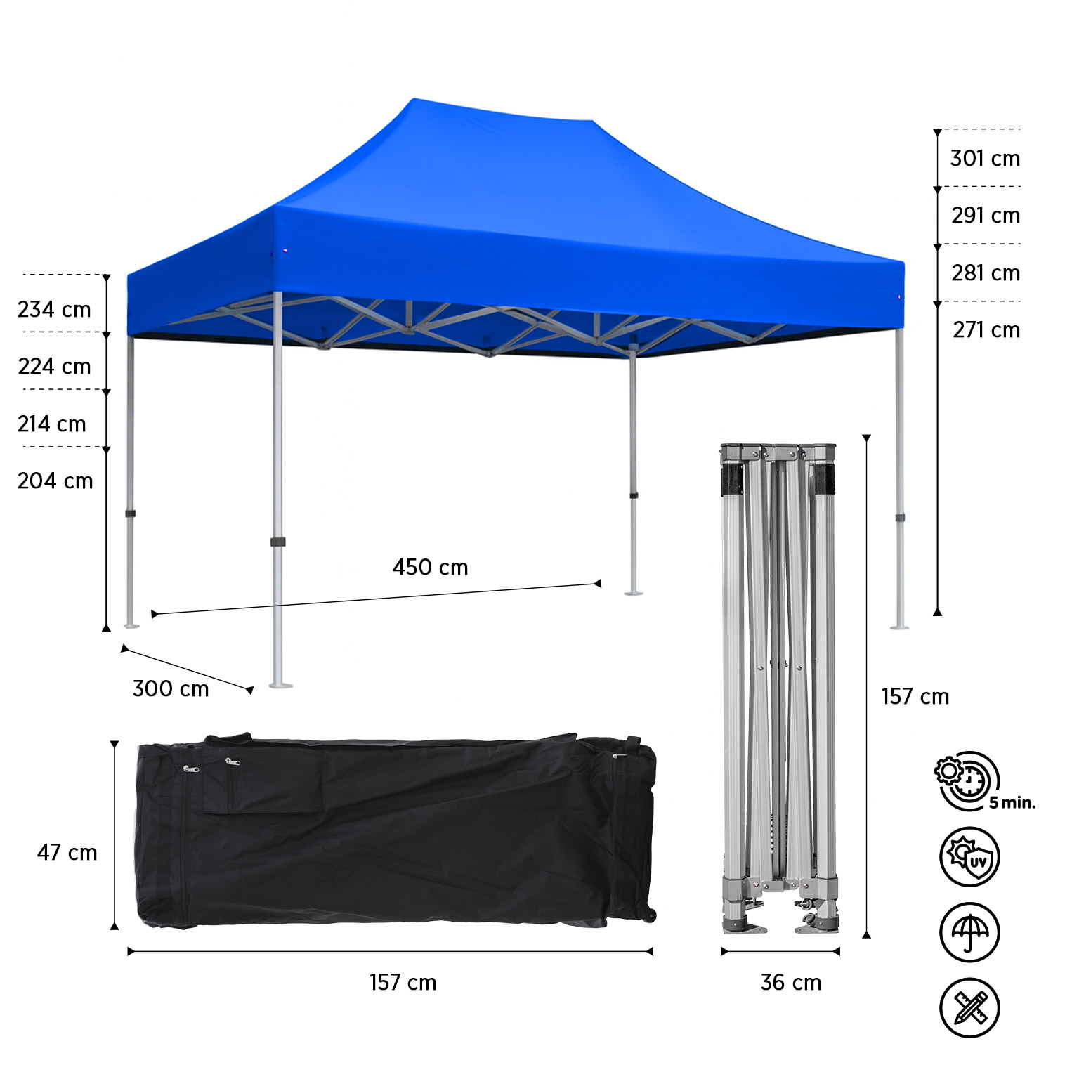 Tenda Pop-Up Alumínio Excellence 3x4,5 Azul