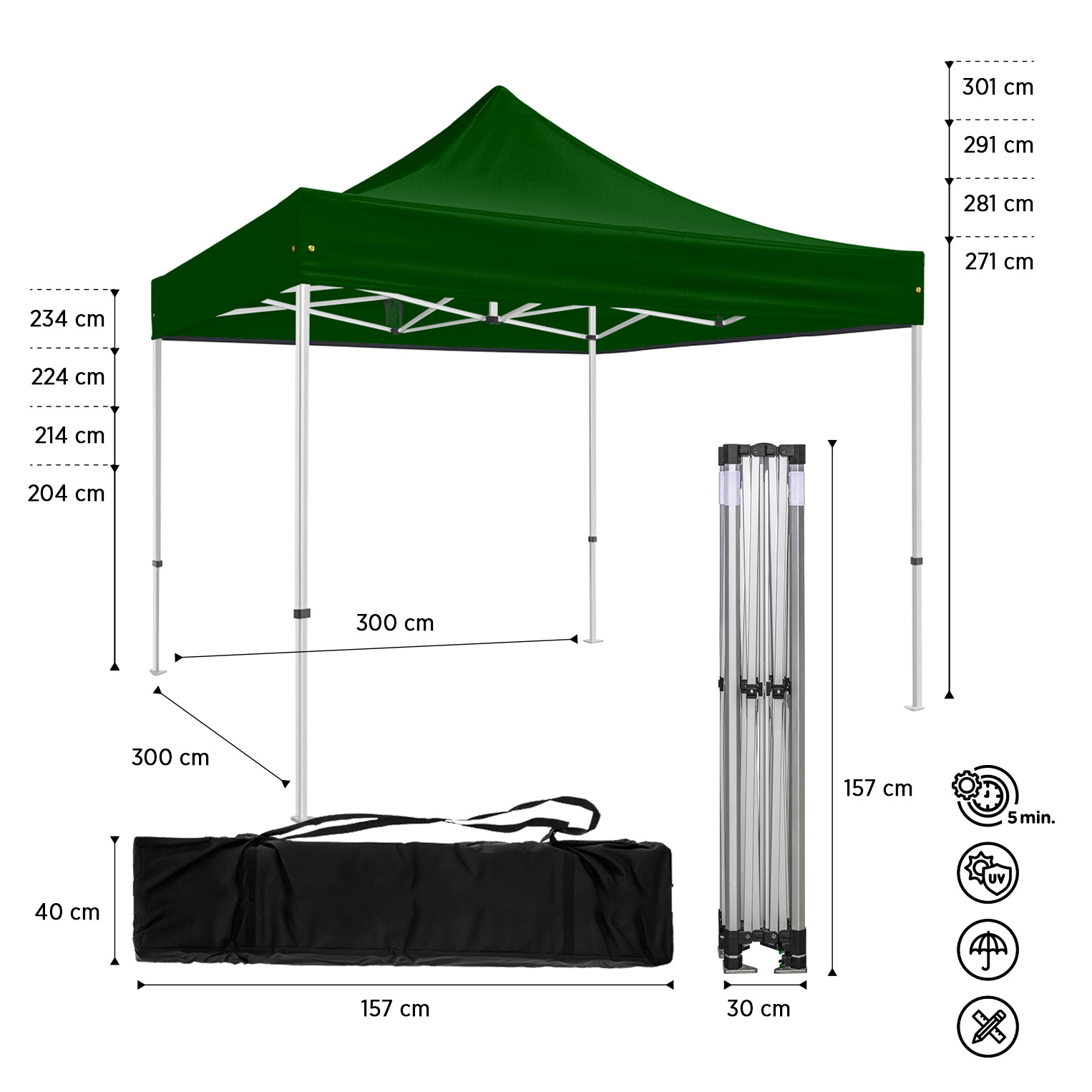 Tenda Pop-Up Alumínio Pro 3x3 Verde