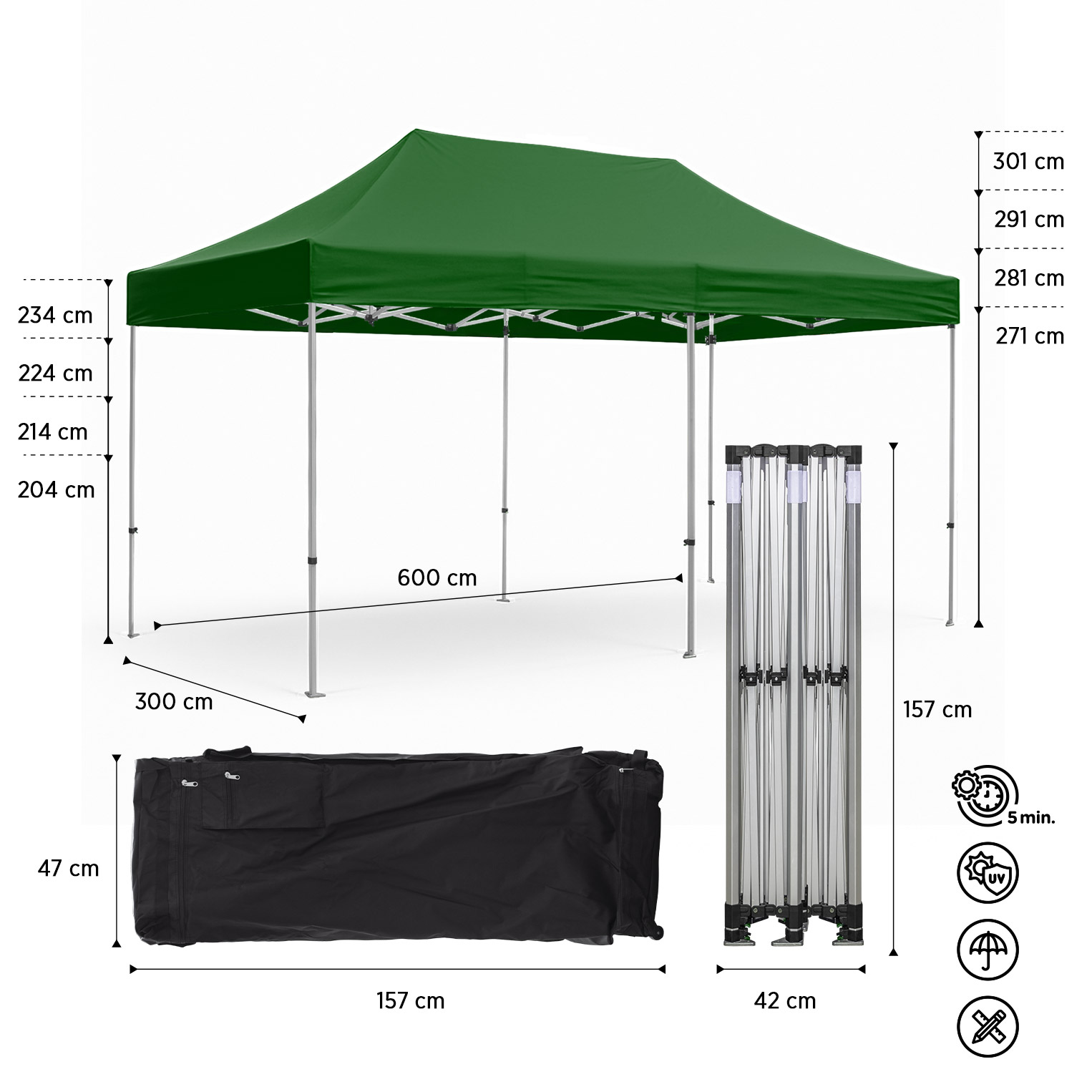 Tenda Pop-Up Alumínio Pro 3x6 Verde