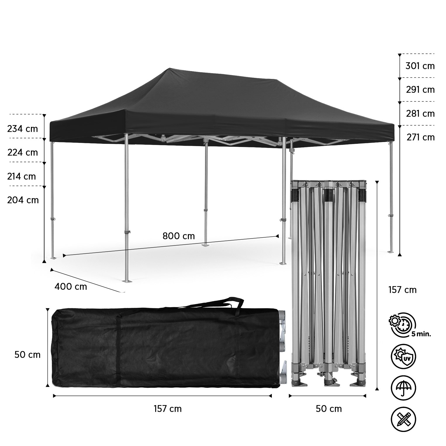 Tenda Pop-Up Alumínio Excellence 4x8 Preta