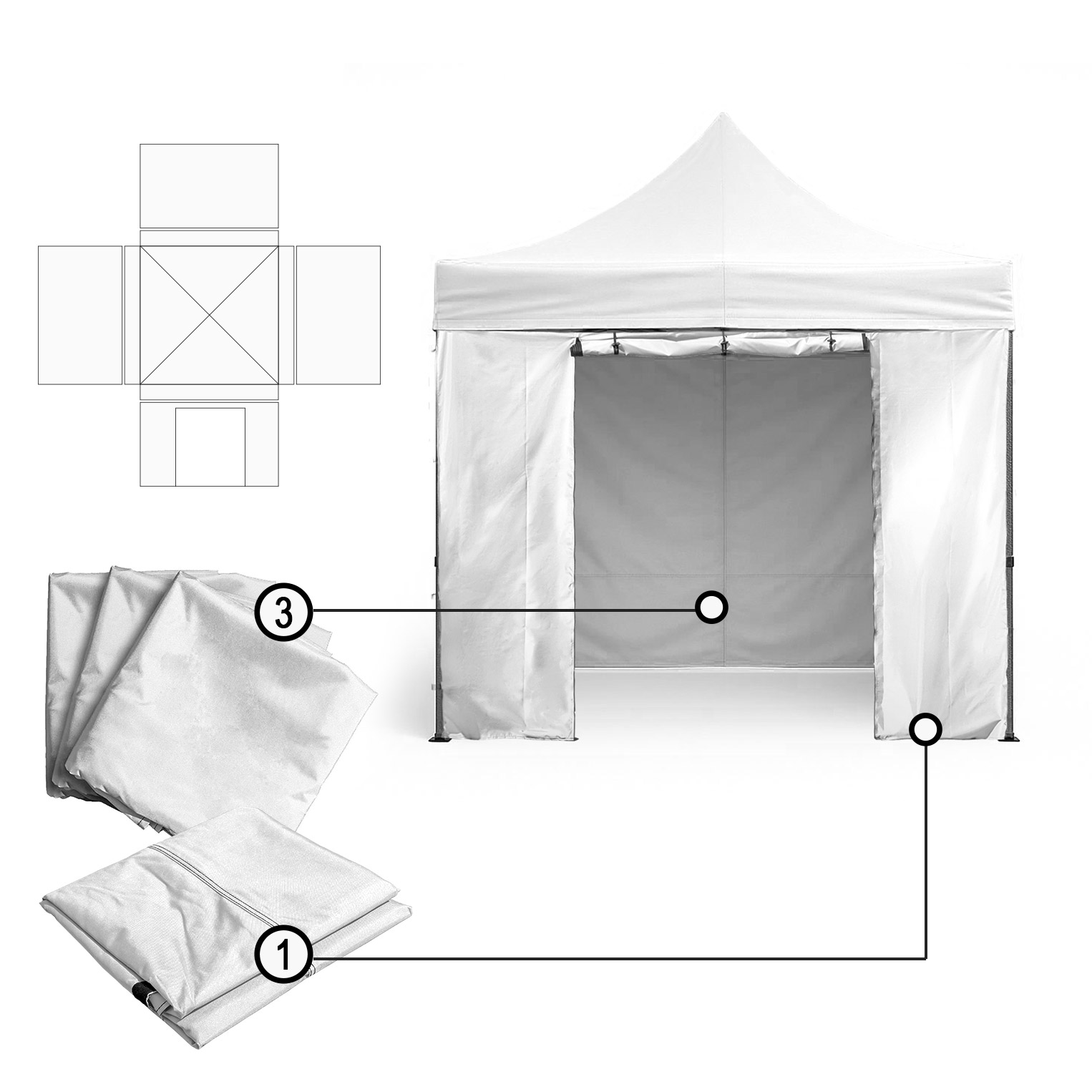Tenda Pop-Up Aço Basic Plus 3x3 Branca c/ Laterais - Image 3