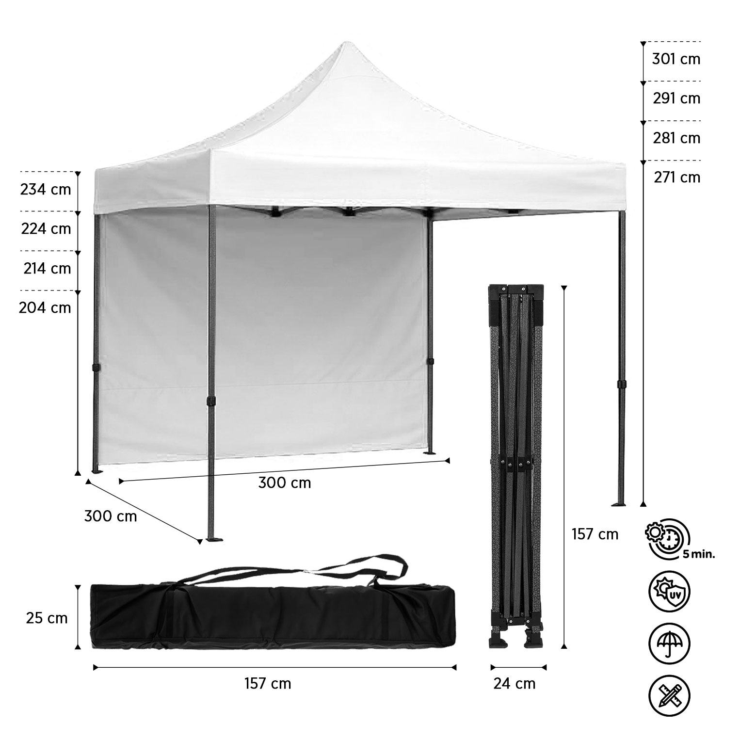Tenda Pop-Up Aço Basic Plus 3x3 Branca c/ Laterais - Image 4