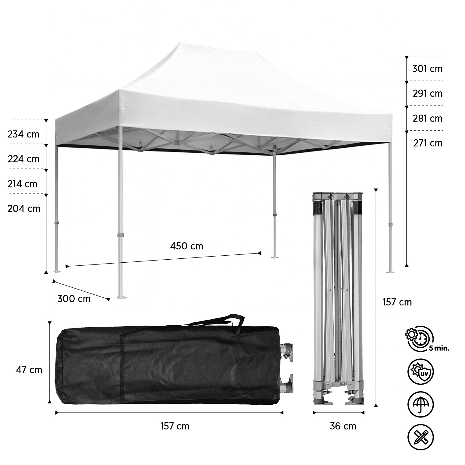 Tenda Pop-Up Alumínio Excellence 3x4,5 Branca
