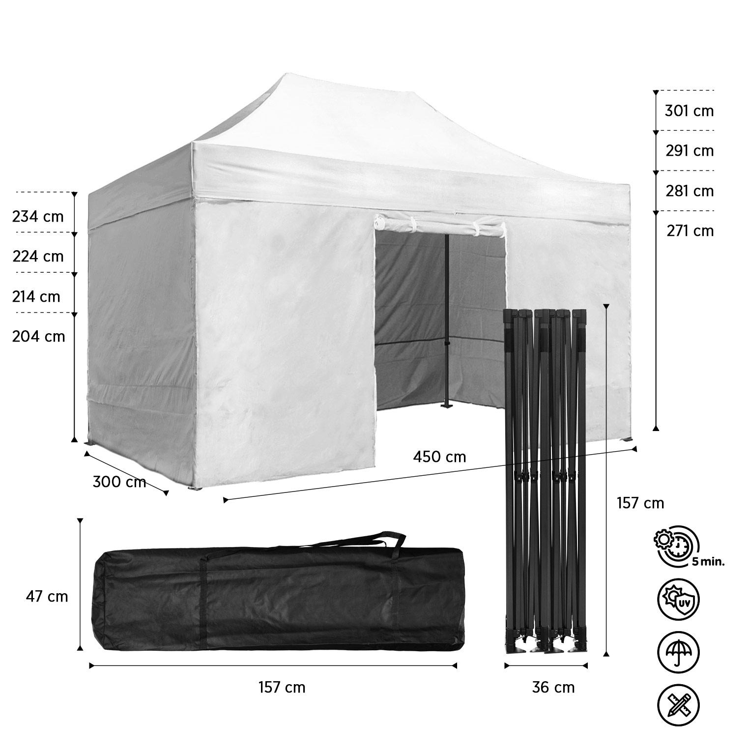 Tenda Pop-Up Aço Advanced 3x4,5 Branca c/ laterais